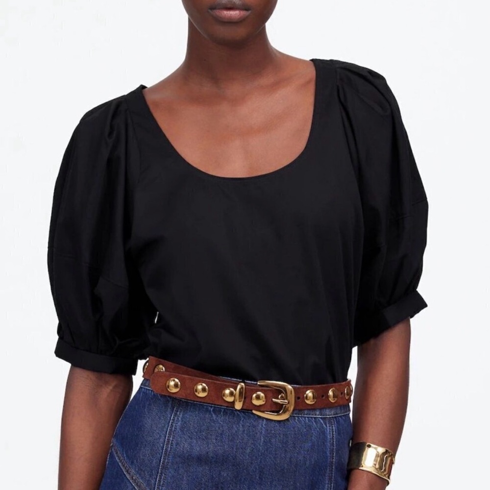 Madwell Black Scoop Neck Puff Sleeve Top size small